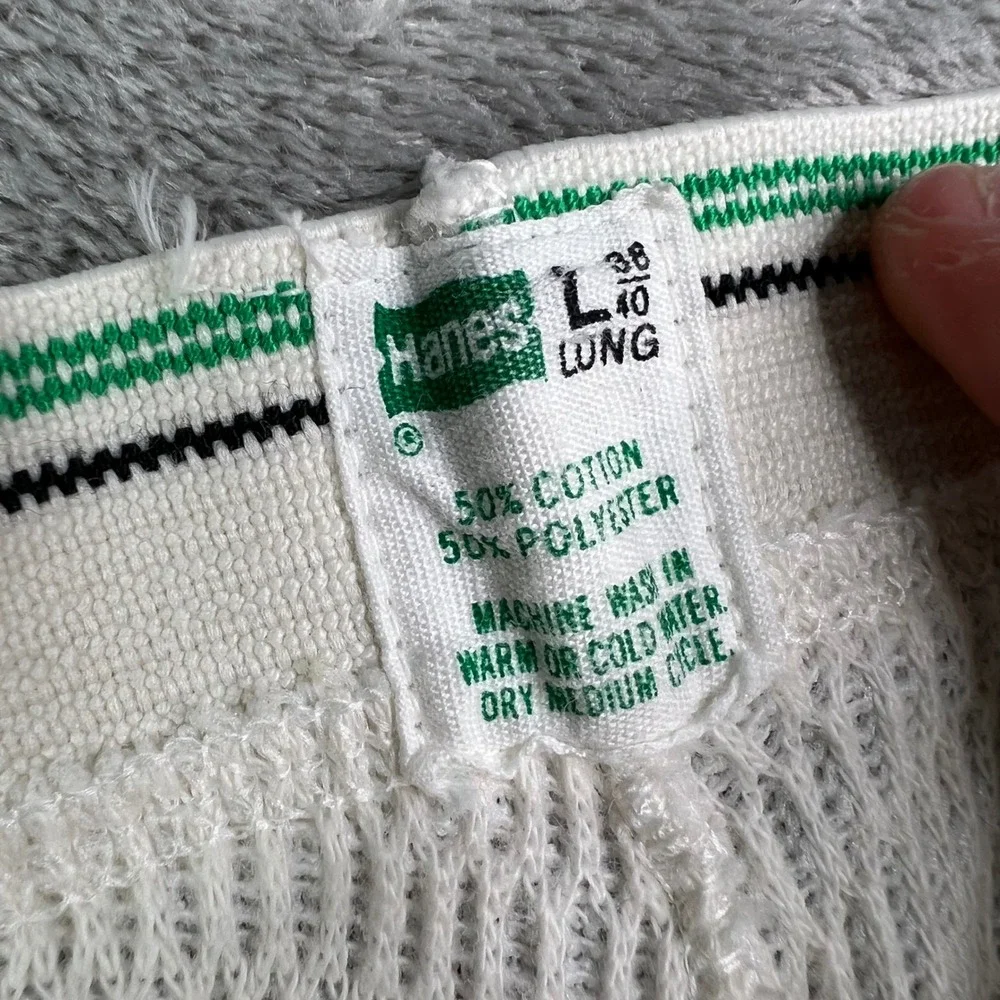 Hanes Thermal Long Johns Mens Large White Solid Waffle Knit Base Layer Pants VTG